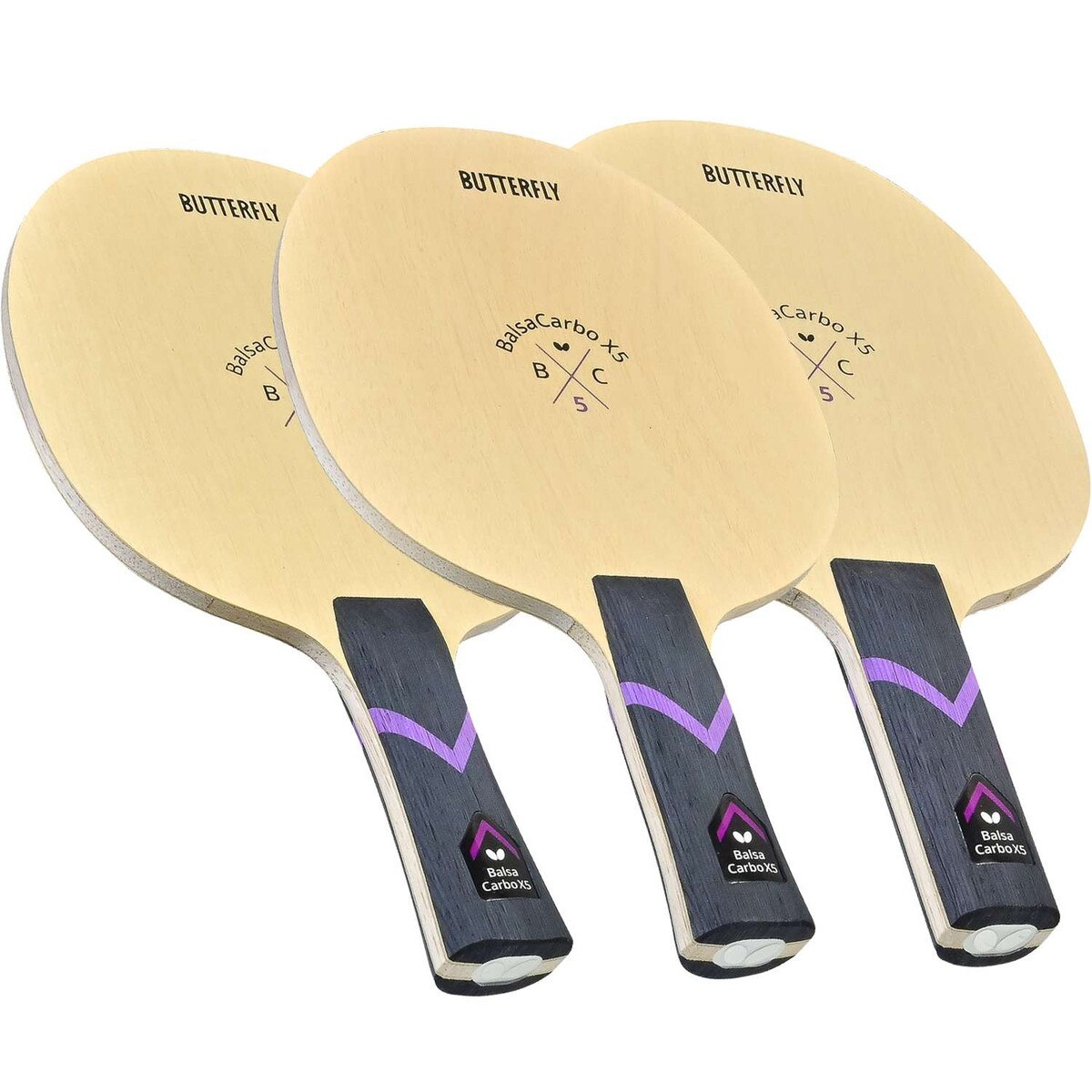 Butterfly BalsaCarbo X5 22 Blade: Anatomic, Flared, and Straight Handle Types